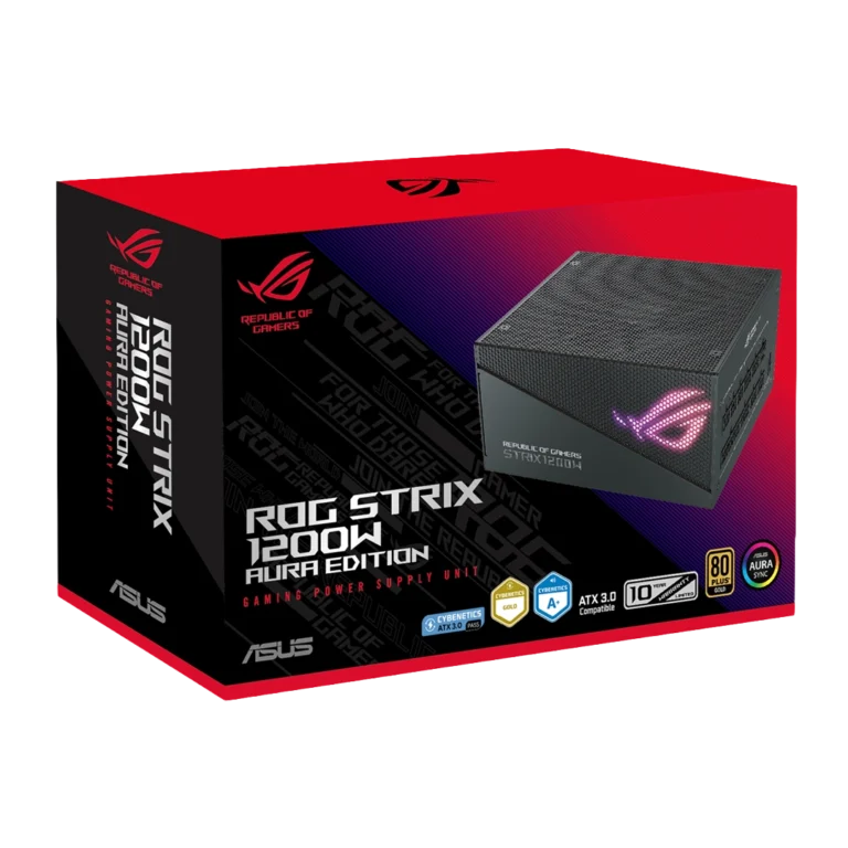 جعبه پاور (منبع تغذیه) ایسوس مدل ROG STRIX 1200W Gold Aura Edition