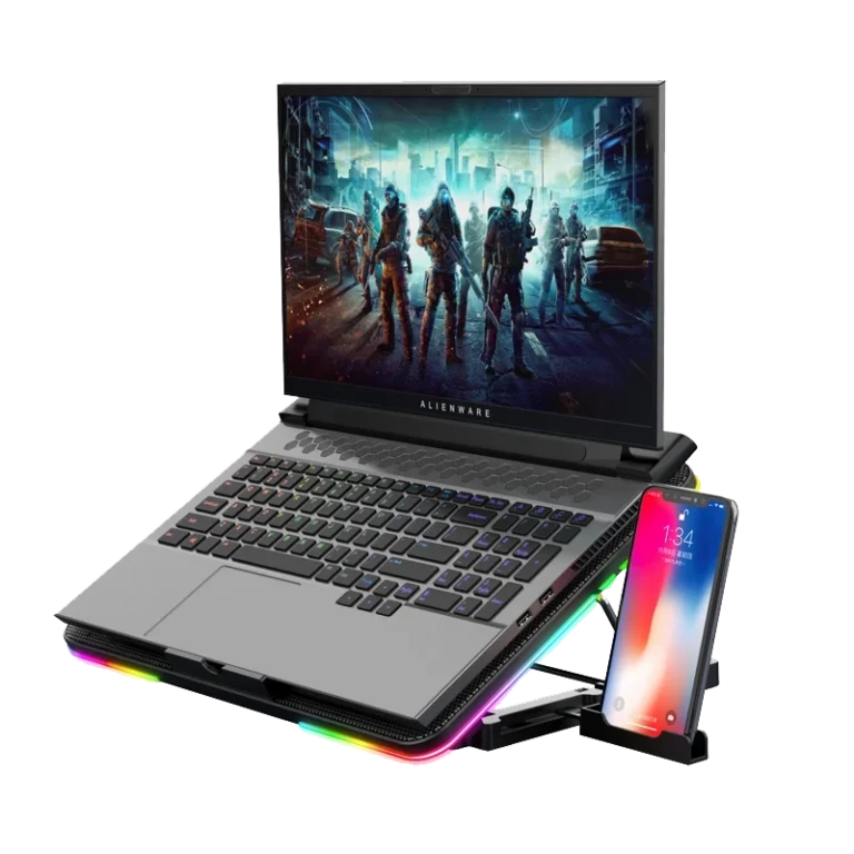 کول پد کول کلد مدل F5-RGB (6 فن) با لپتاپ