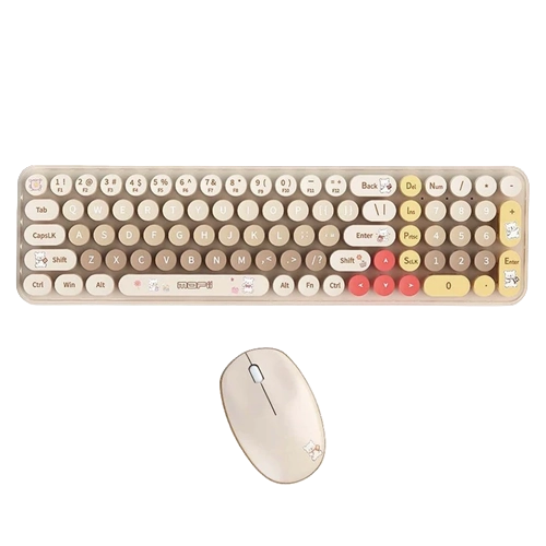 ست کیبورد و موس بی‌سیم موفی مدل Baby Bear (رنگ چای شیر)