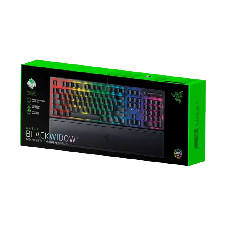 کیبورد باسیم گیمینگ ریزر مدل BlackWidow V3 Green Switch