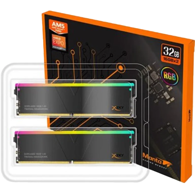 رم دسکتاپ DDR5 دوکاناله 6000 مگاهرتز CL36 وی کالر مدل Manta XSky RGB ظرفیت 32 گیگابایت
