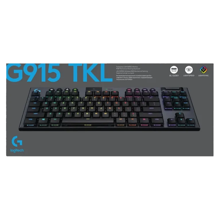 کیبورد بی‌سیم گیمینگ لاجیتک مدل G915 TKL Clicky Blue Switch