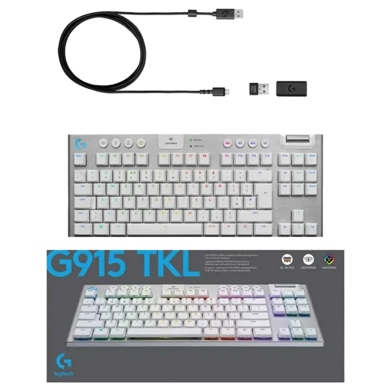 کیبورد بی‌سیم گیمینگ لاجیتک مدل G915 TKL Clicky Blue Switch